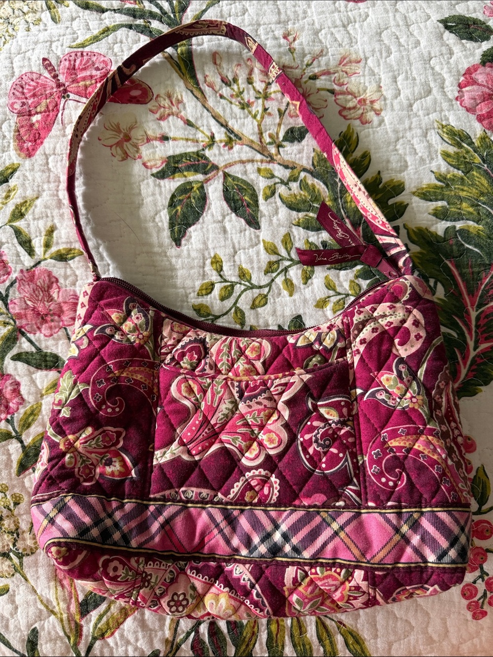 Vera Bradley Magenta Floral Quilted Shoulder Bag